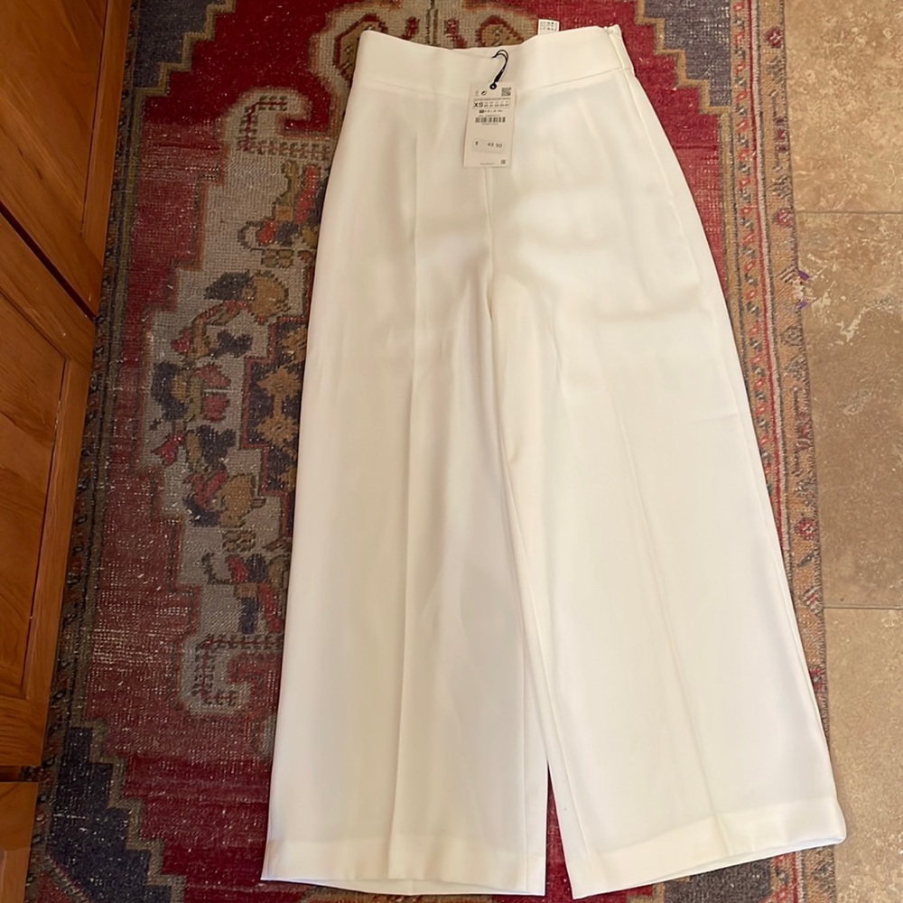 ZARA White Wide Leg Slacks/Pants - Size XS - NWT, never worn